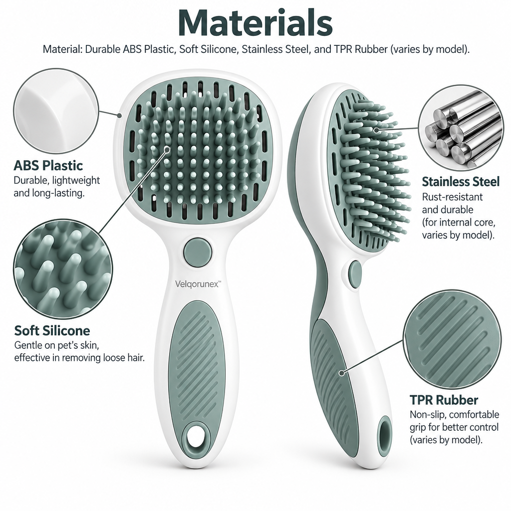 Velqorunex™ Sage Mist Oval Grooming Brush materials