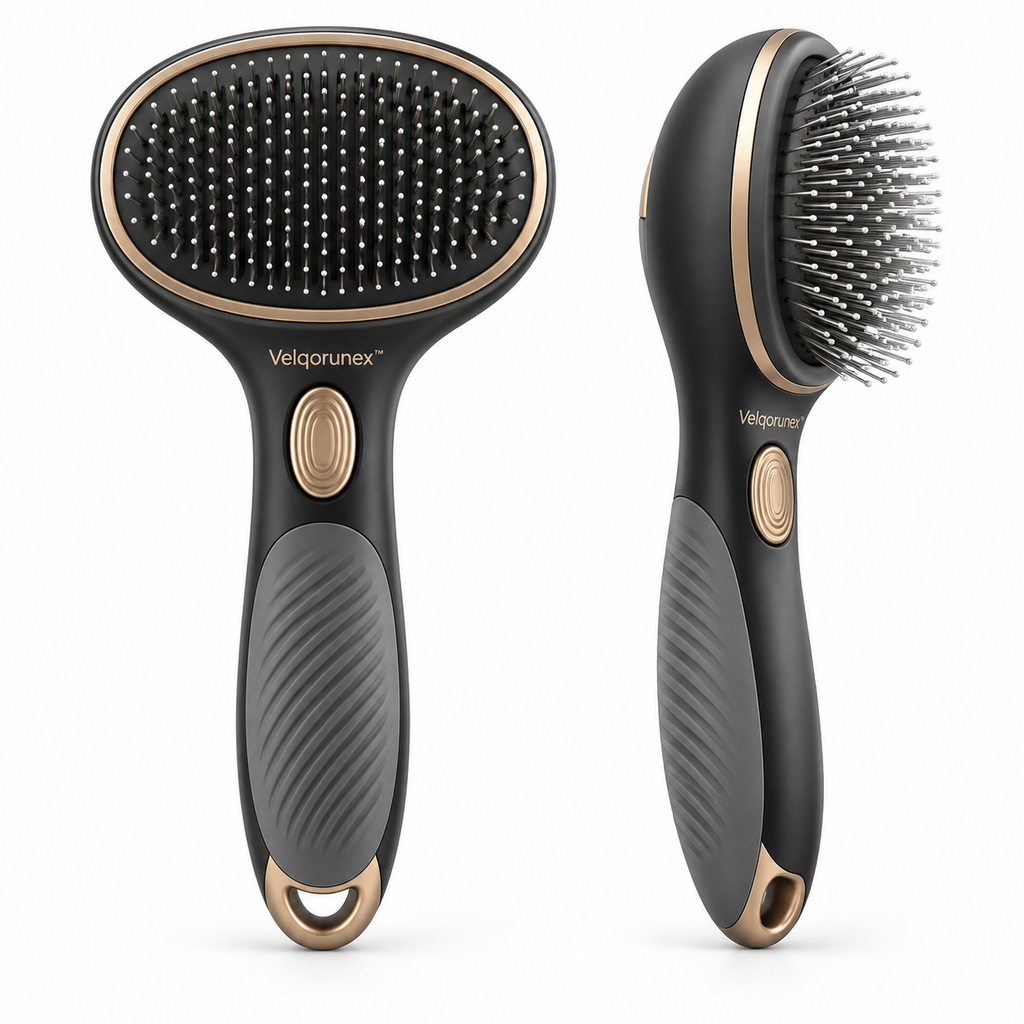 Velqorunex™ Midnight Gold Oval Slicker Brush main