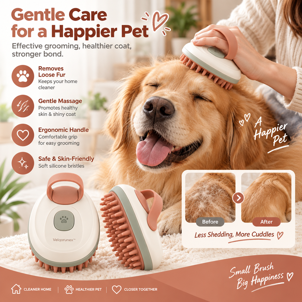 Velqorunex™ Terracotta Loop Palm Grooming Brush lifestyle