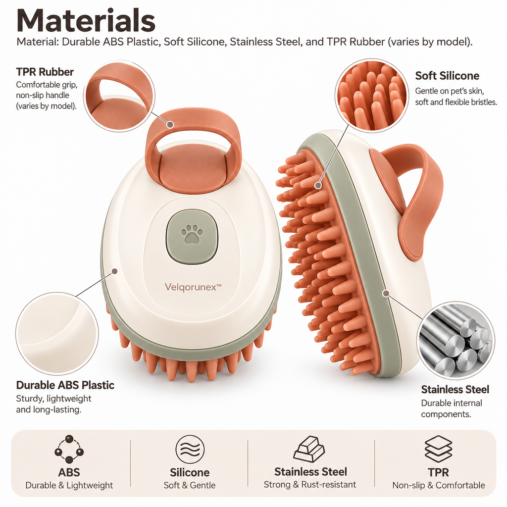 Velqorunex™ Terracotta Loop Palm Grooming Brush materials