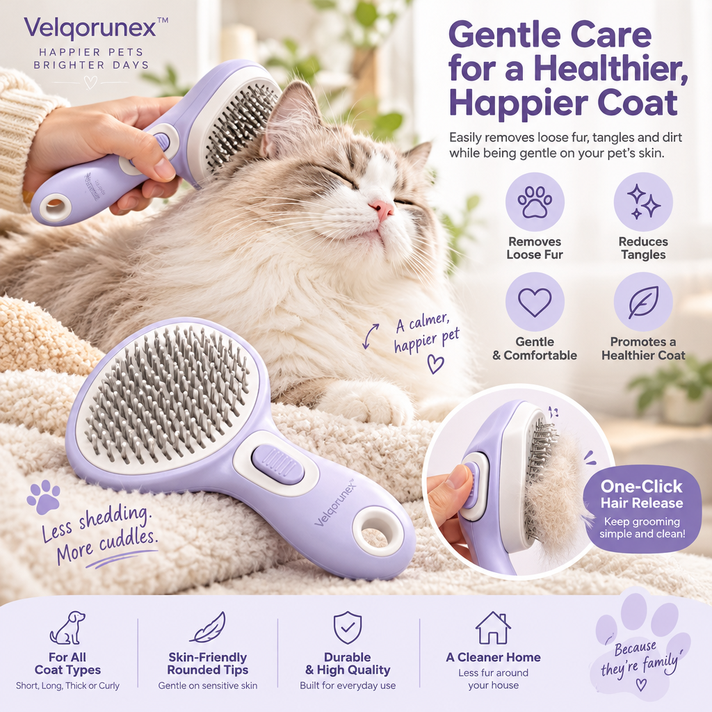 Velqorunex™ Lavender Diamond Slicker Brush lifestyle
