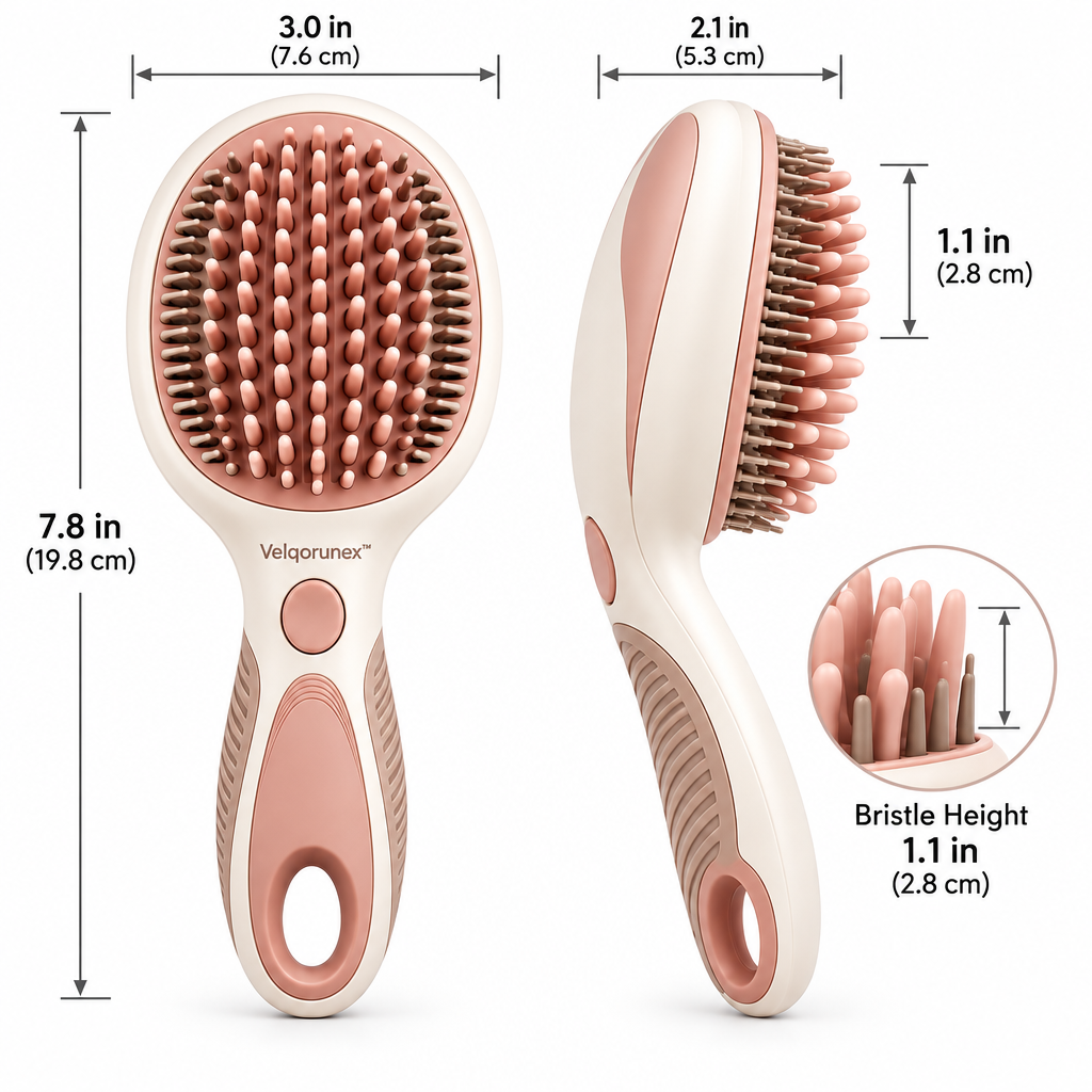 Velqorunex™ Rosewood Oval Grooming Brush dimensions