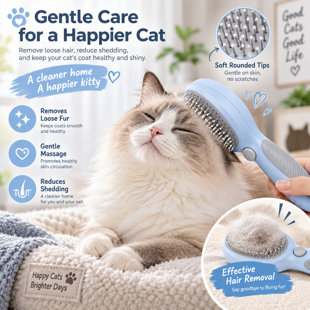 Velqorunex™ Sky Blue Oval Pin Slicker Brush lifestyle