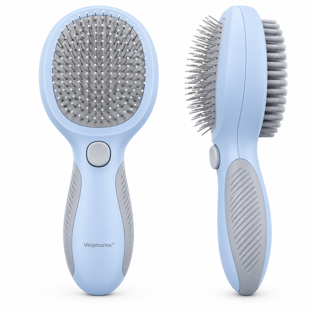 Velqorunex™ Sky Blue Oval Pin Slicker Brush main