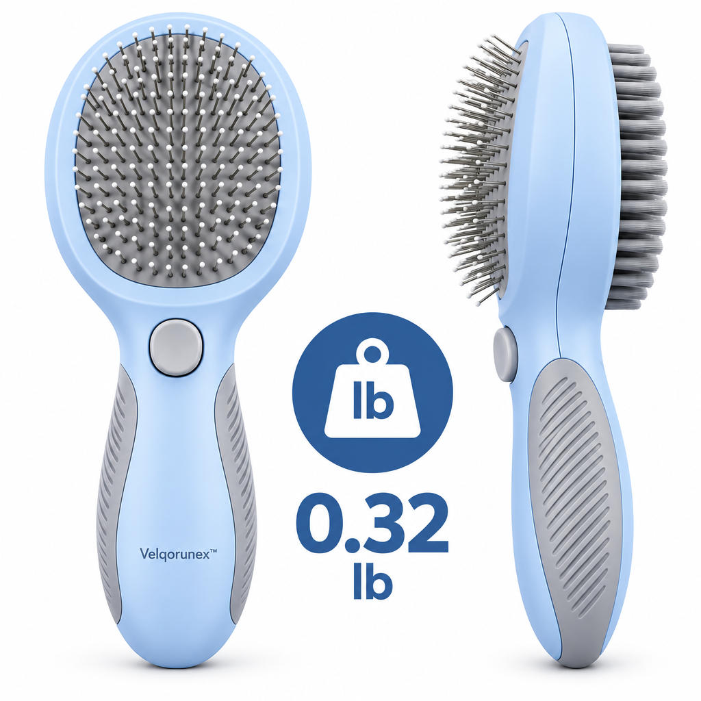 Velqorunex™ Sky Blue Oval Pin Slicker Brush weight