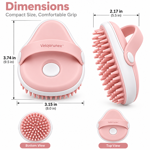 Velqorunex™ Blush Loop Palm Grooming Brush dimensions