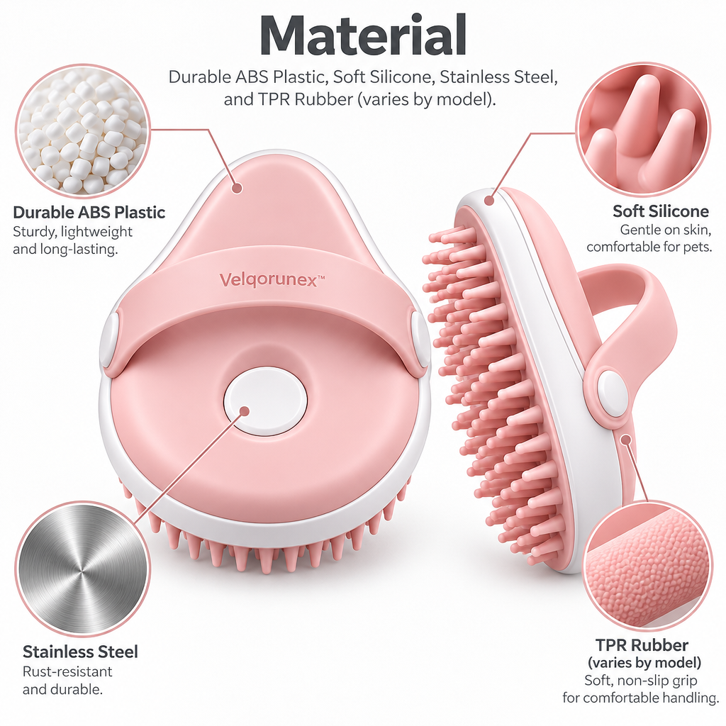 Velqorunex™ Blush Loop Palm Grooming Brush materials