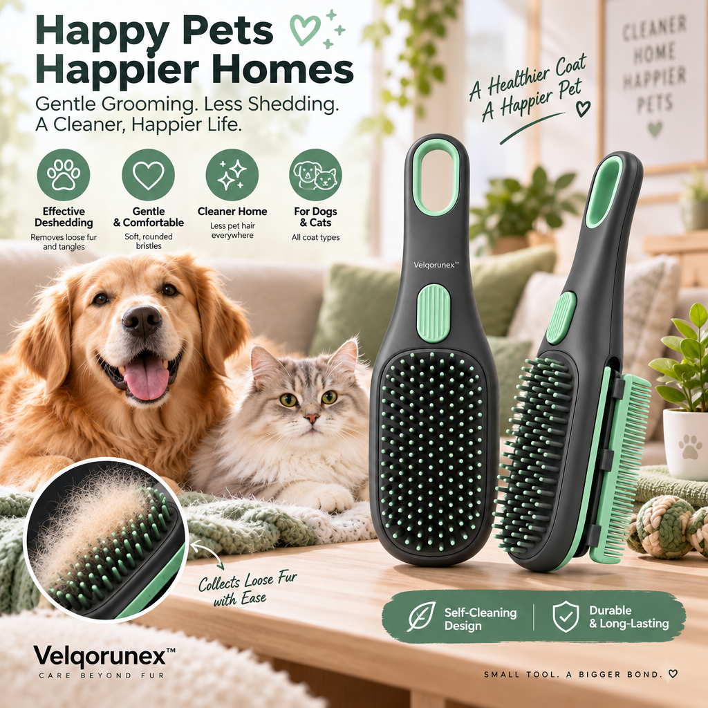 Velqorunex™ Forest Mint Dual-Sided Grooming Brush lifestyle