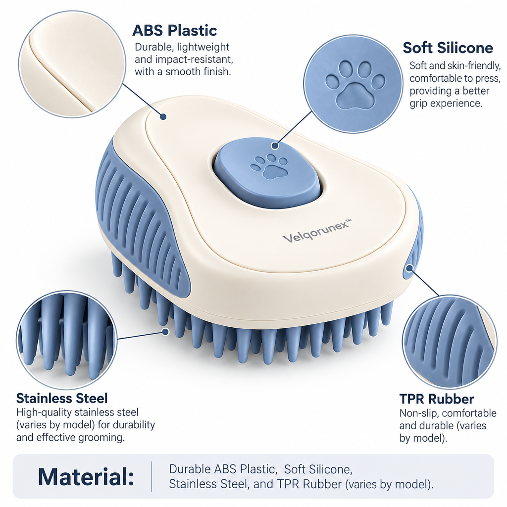 Velqorunex™ Blue Paw Palm Massage Brush materials