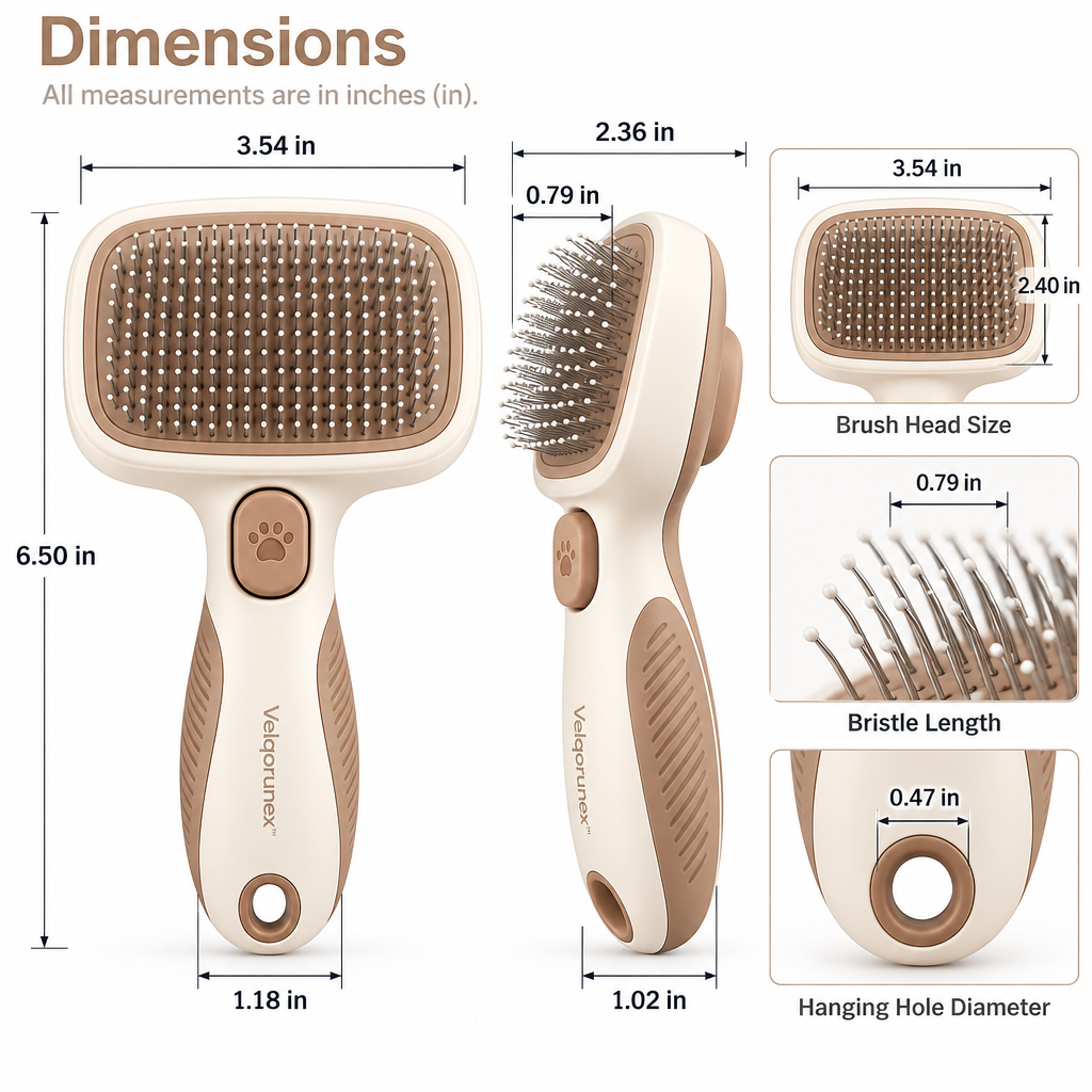 Velqorunex™ Sandstone Rectangular Slicker Brush dimensions